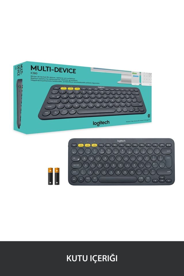 K380 Klavye Bluetooth Türkçe Multi-Device Kompakt Kablosuz Siyah