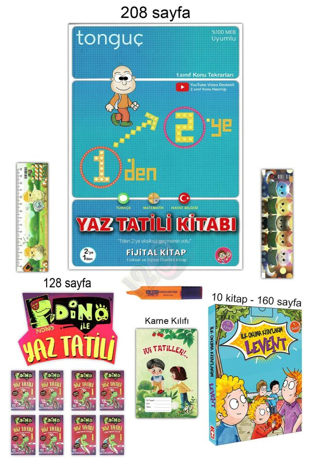1'den 2'ye Tüm Dersler Hazırlık 1. Sınıf Yaz Tatili Seti Levent İlk Okuma Kitaplarım