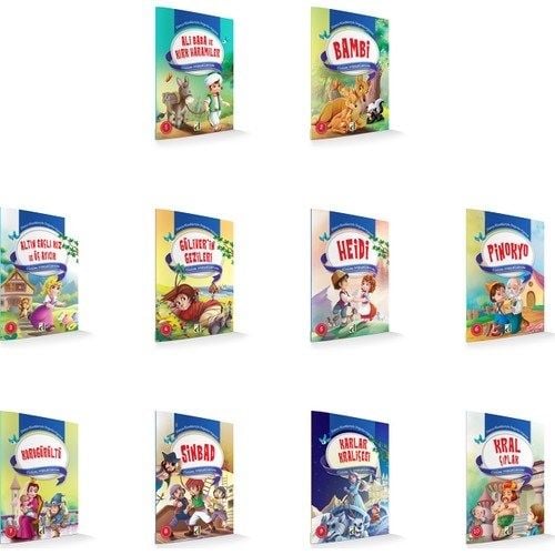 Cicim Masallarım (1. Sınıf) (10 Kitap) Pinokyo Heidi Sinbad Ali Baba Kırk Haramiler Bambi Güliver