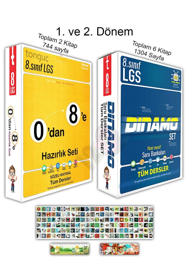 8. Sınıf 0'dan 8'e Konu Anlatımlı 1. ve 2. Dönem LGS Dinamo Tüm Dersler Soru Bankası Seti