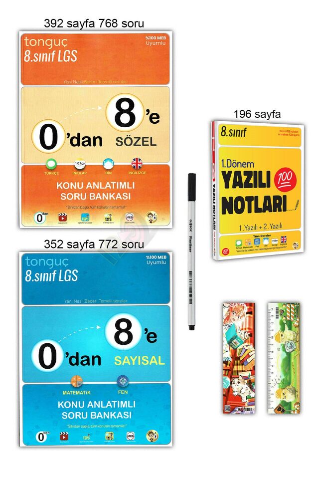 8. Sınıf 0'dan 8'e Konu Anlatımlı Soru Bankası Seti 1. Dönem Yazılı Notları