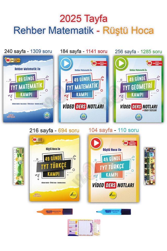 49 Günde 2025 TYT Matematik Türkçe Geometri Kamp Video Rehber Matematik Rüştü Hoca