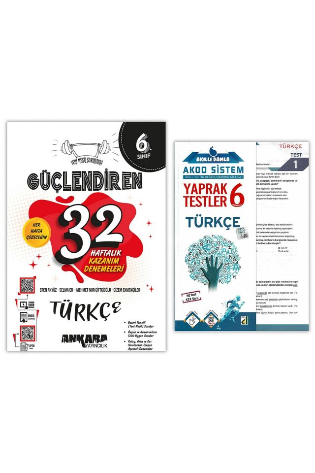 6. Sınıf Güçlendiren 32 Haftalık Türkçe Kazanım Denemeleri Yaprak Test