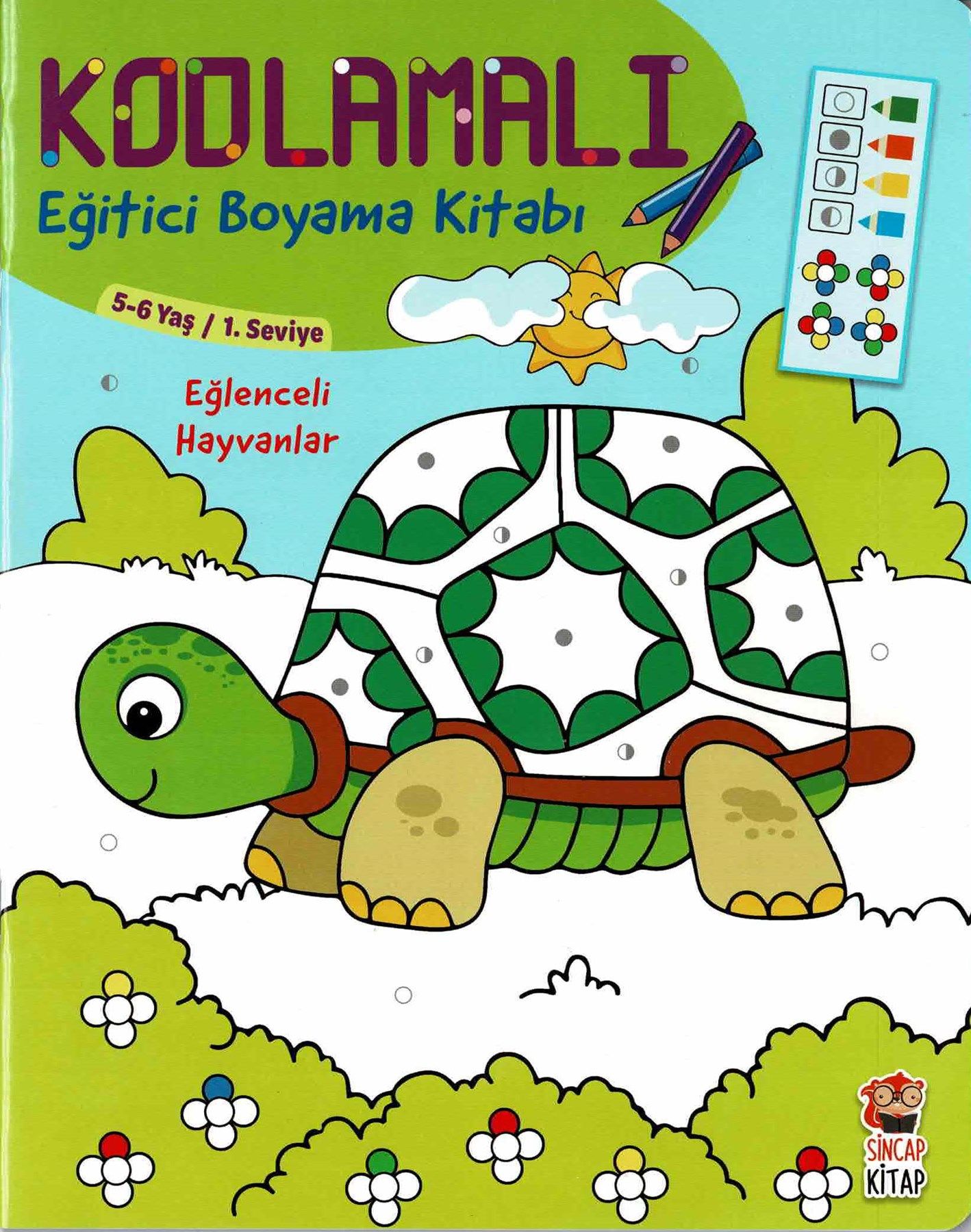Kodlamalı Eğitici Boyama Kitabı – Eğlenceli Hayvanlar (5-6 Yaş 1. Seviye)