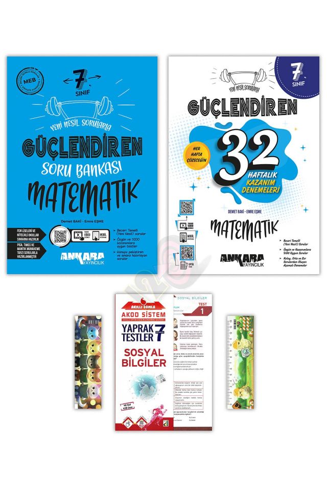 7. Sınıf Matematik Güçlendiren Soru Bankası 32 Haftalık Kazanım Denemeleri Sosyal Yaprak Test