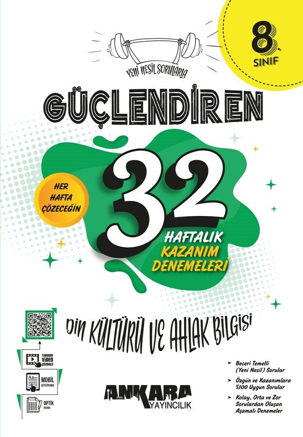 8. Sınıf Güçlendiren 32 Haftalık Din Kültürü ve Ahlak Bilgisi Kazanım Denemeleri