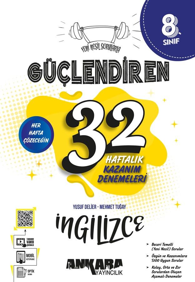 8. Sınıf Güçlendiren 32 Haftalık İngilizce Kazanım Denemeleri