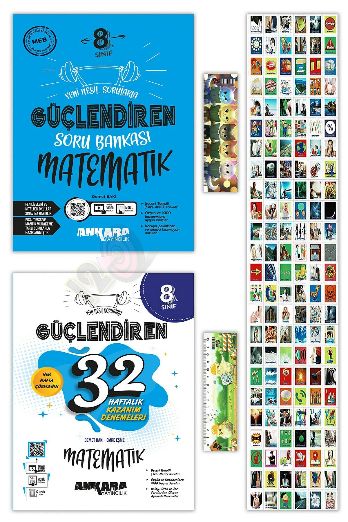 8. Sınıf Matematik Güçlendiren Soru Bankası 32 Haftalık Kazanım Denemeleri İngilizce Kelime Kartları