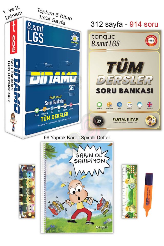 8. Sınıf LGS 2025 Dinamo Tüm Dersler Soru Bankası Seti 1. 2. Dönem Tüm Dersler Tonguç Defter