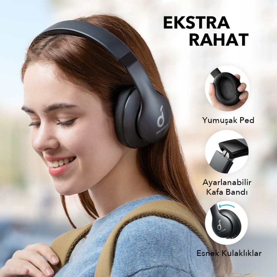 Anker Soundcore Life Q10i Kablosuz Bluetooth 5.0 Kulaklık - 60 Saate Varan Çalma Süresi - Siyah - A3