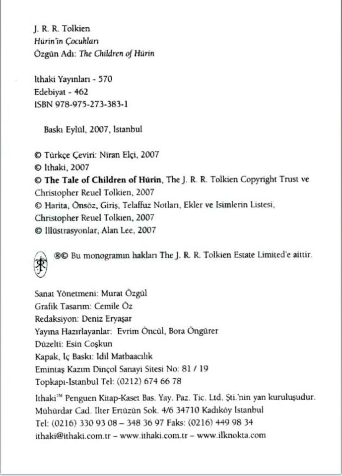 Hurin’İn Çocukları - J.R.R. Tolkien
